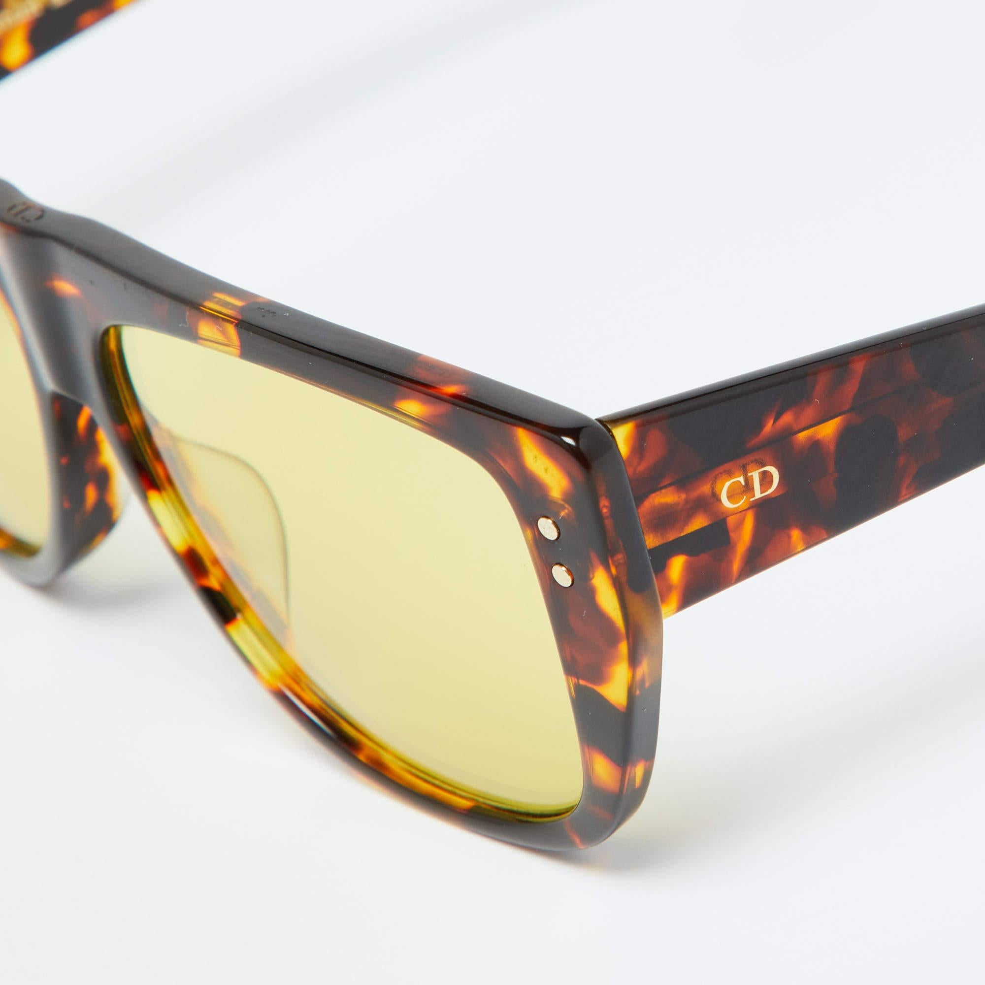Beige Dior Brown Havana/Yellow 086HO DiorClub2 Rectangle Sunglasses