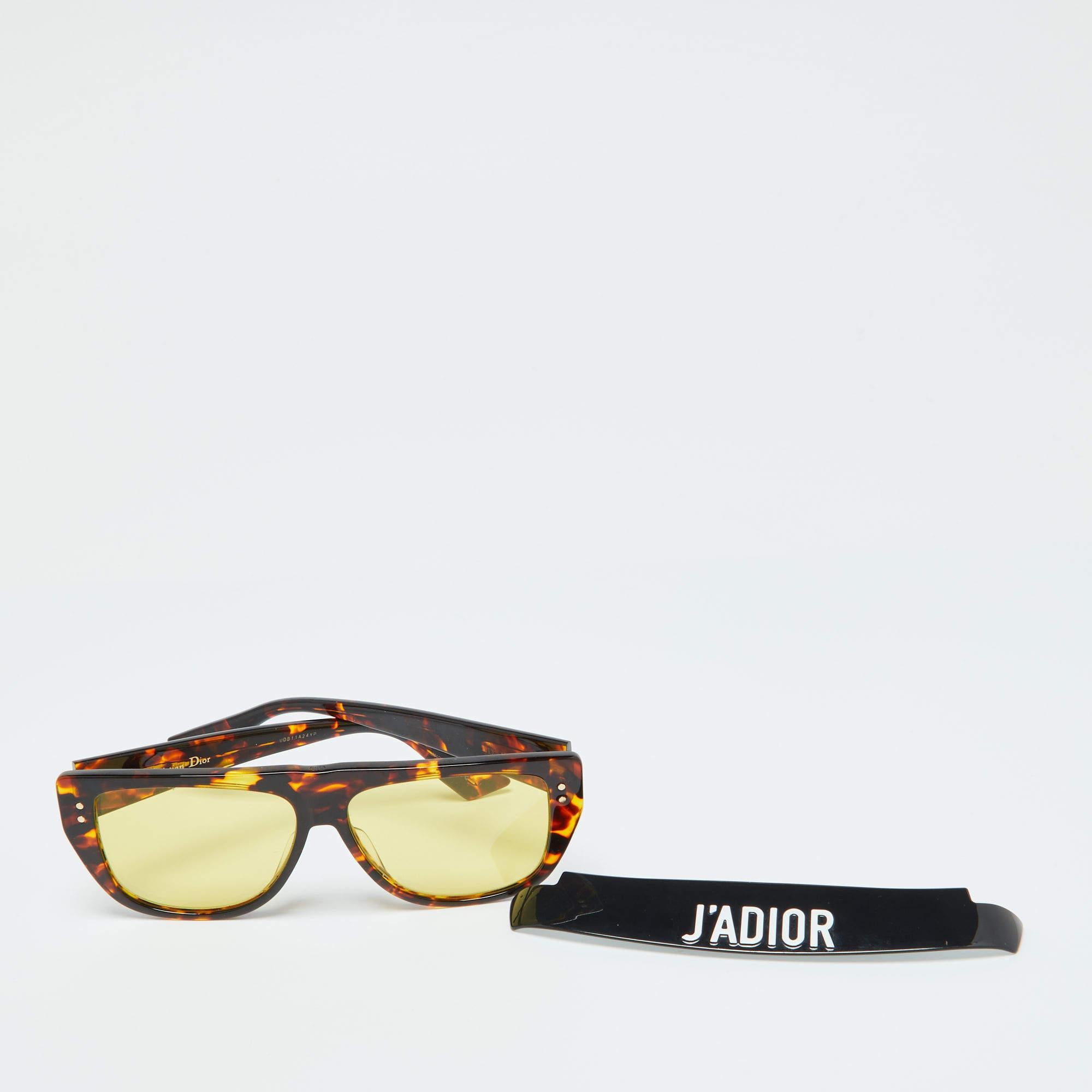 Dior Brown Havana/Yellow 086HO DiorClub2 Rectangle Sunglasses In Good Condition In Dubai, Al Qouz 2