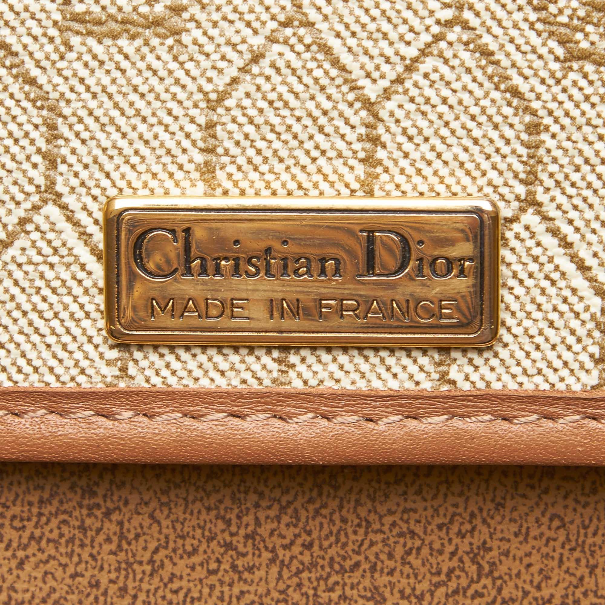 Dior Brown Honeycomb Coated Canvas Clutch Bag In Good Condition In Orlando, FL