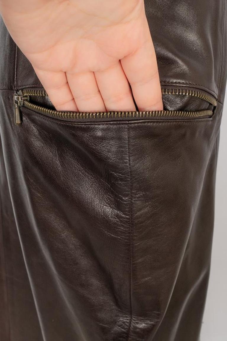 Dior  Brown Lamb Leather Skirt Closing with Zippers, 2000 For Sale 1