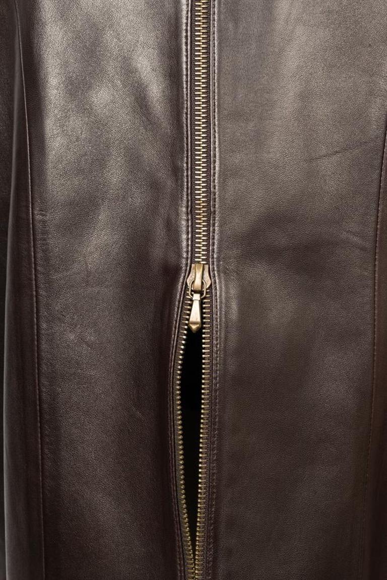 Dior  Brown Lamb Leather Skirt Closing with Zippers, 2000 For Sale 2