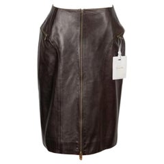 Dior  Jupe en cuir d'agneau brun Closed avec fermetures à glissière, 2000