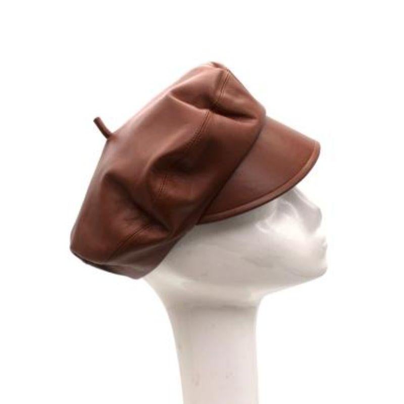 Dior Brown Lambskin Baker Boy Cap - Size 57 In Excellent Condition For Sale In London, GB