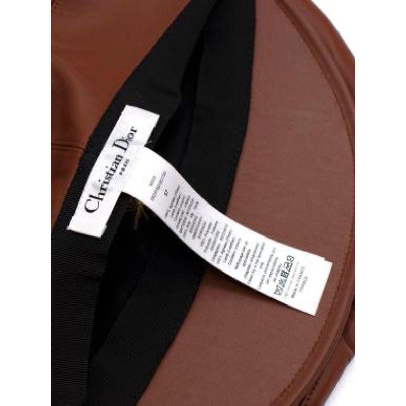 Dior Brown Lambskin Baker Boy Cap - Size 57 For Sale 4