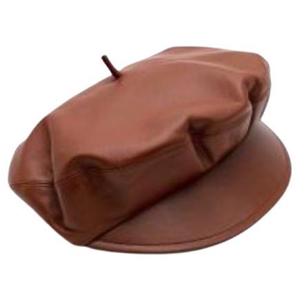 Dior Brown Lambskin Baker Boy Cap - Size 57 For Sale