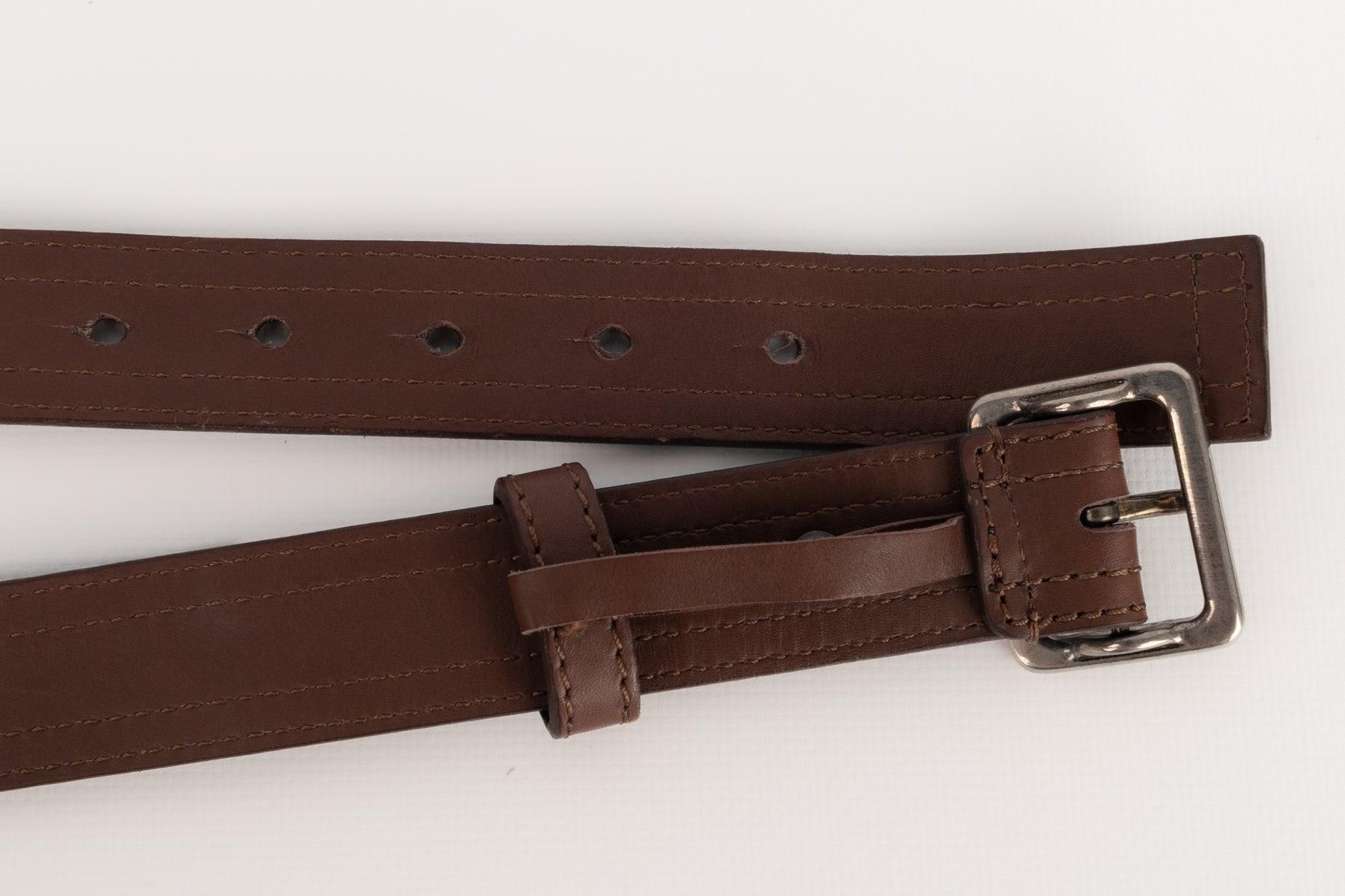 Cintura in pelle marrone Dior in vendita 4