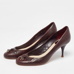 Dior Brown Leather CD Charm Round Toe Pumps Size 36