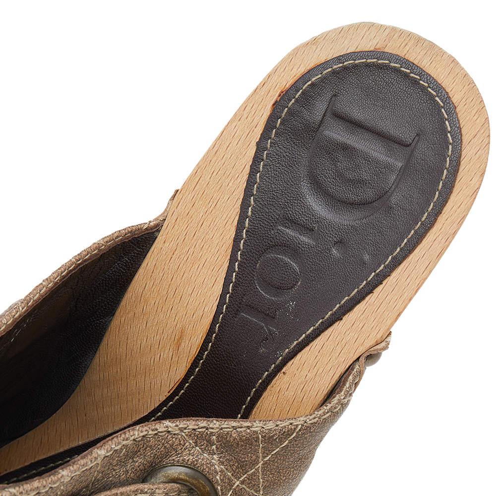 Dior Brown Leather Clog Mules Size 39 3