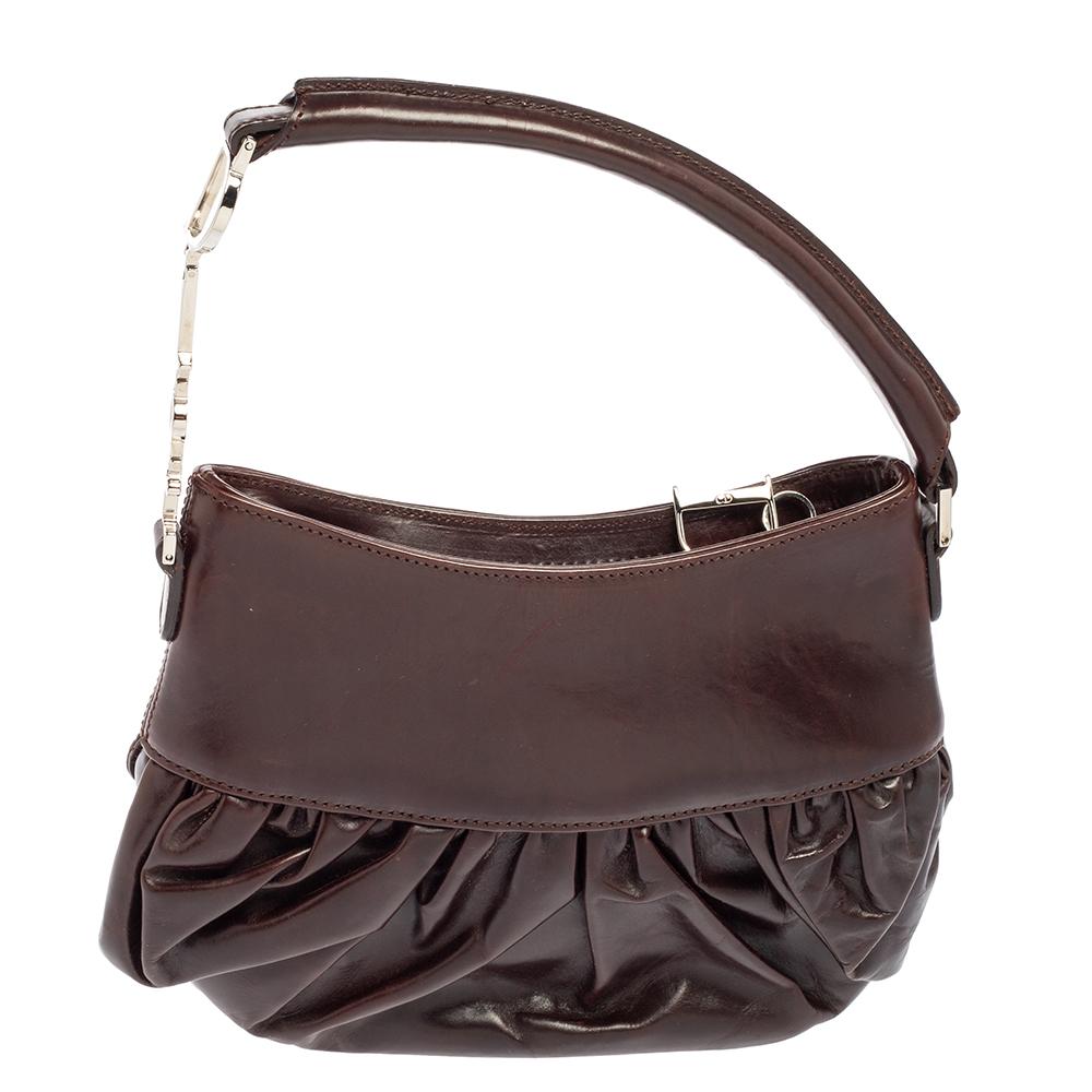 Dior Brown Leather Corset Ballet Shoulder Bag 4