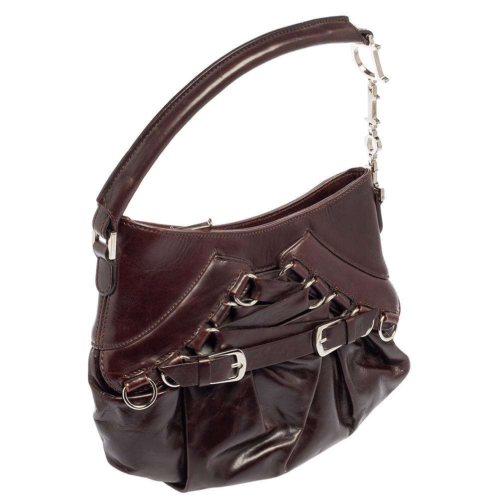 Dior Brown Leather Corset Ballet Shoulder Bag 5