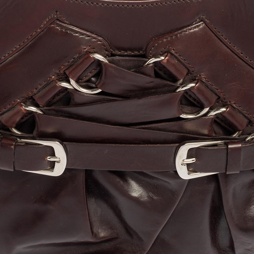 Women's Dior Brown Leather Corset Ballet Shoulder Bag