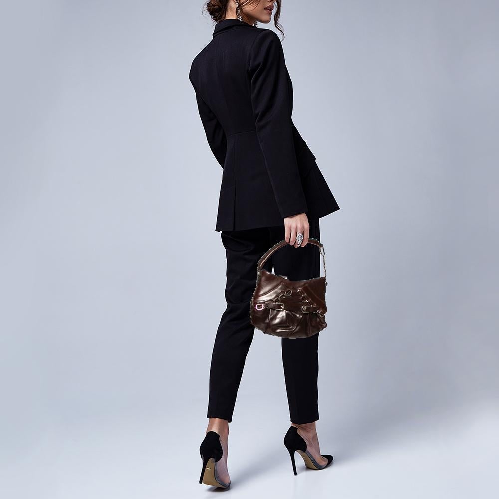Dior Brown Leather Corset Ballet Shoulder Bag 1