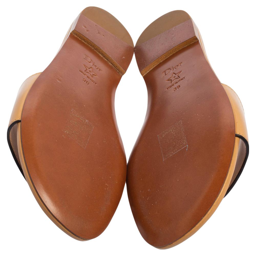 Dior Braun Leder D Club Flache Sandalen Größe 38 2