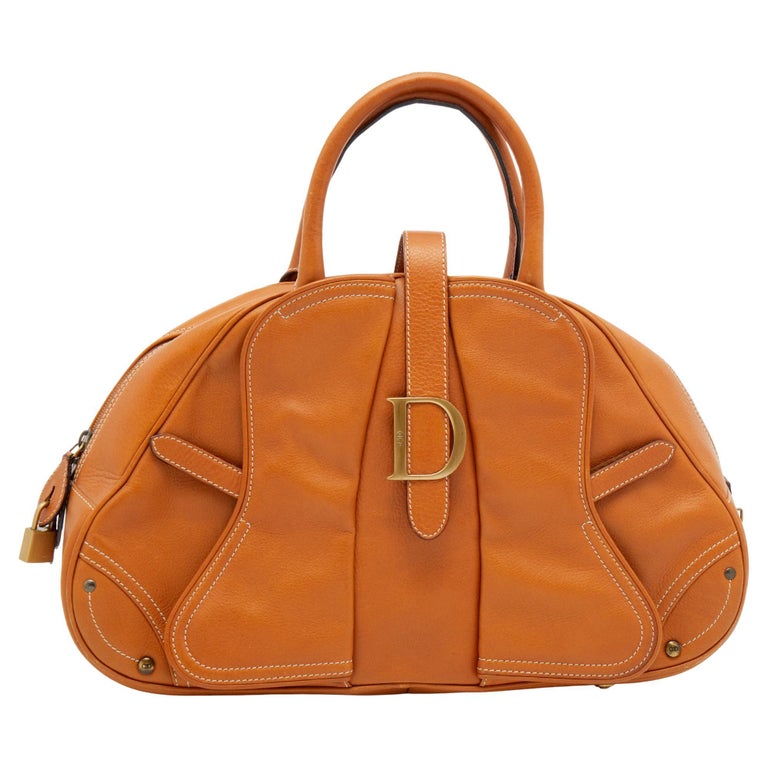 Dior Brown Leather Double Saddle Bowler Bag at 1stDibs