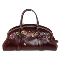 Dior Brown Leather Flowers Embroidered Satchel