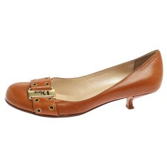 Dior Brown Leather Grommet Buckle Toe Pumps Size 38.5
