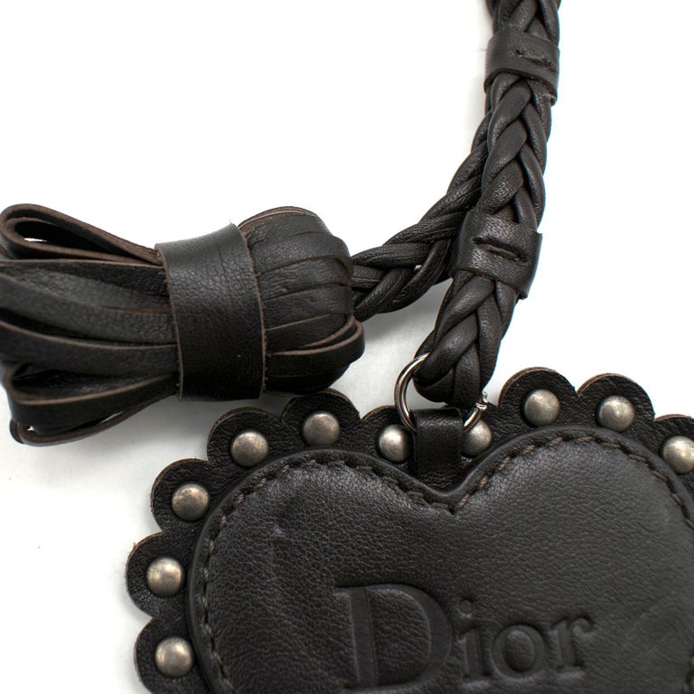 Dior Brown Leather Key Ring and Bag Charm For Sale at 1stDibs