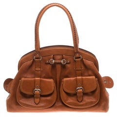Dior Brown Leather Large My Dior Pockets Satchel