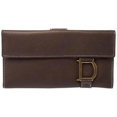 Dior Brown Leather Long Flap Wallet