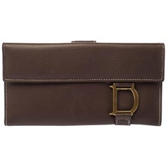 Dior Brown Leather Long Flap Wallet