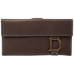 Dior Brown Leather Long Flap Wallet