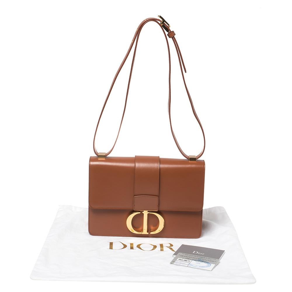 Dior Brown Leather Montaigne 30 Umhängetasche mit Klappe 5