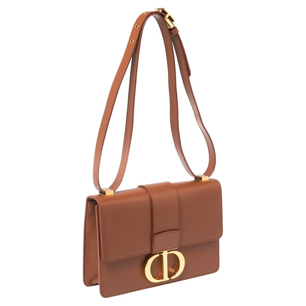 Dior Brown Leather Montaigne 30 Umhängetasche mit Klappe 7