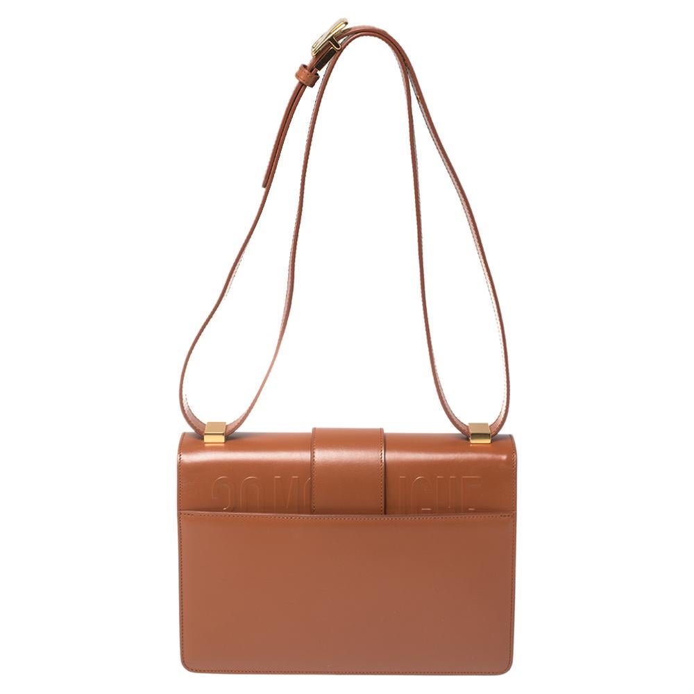 Dior Brown Leather Montaigne 30 Umhängetasche mit Klappe (Braun)
