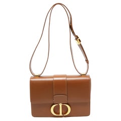 Used Dior Brown Leather Montaigne 30 Flap Shoulder Bag