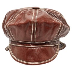 Dior Brown Leder Newsboy Kappe