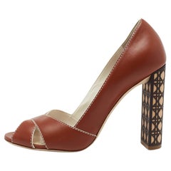 Dior Brown Leather Peeptoe Pumps Size 40