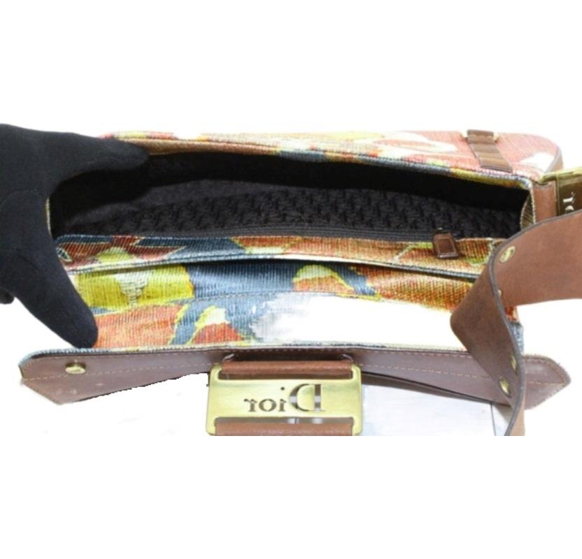 Women's Dior Brown Leather & Printed Canvas Street Chic Columbus Shoulder Bag