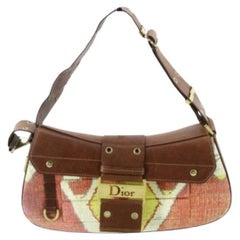 Dior Brown Leather & Printed Canvas Street Chic Columbus Shoulder Bag