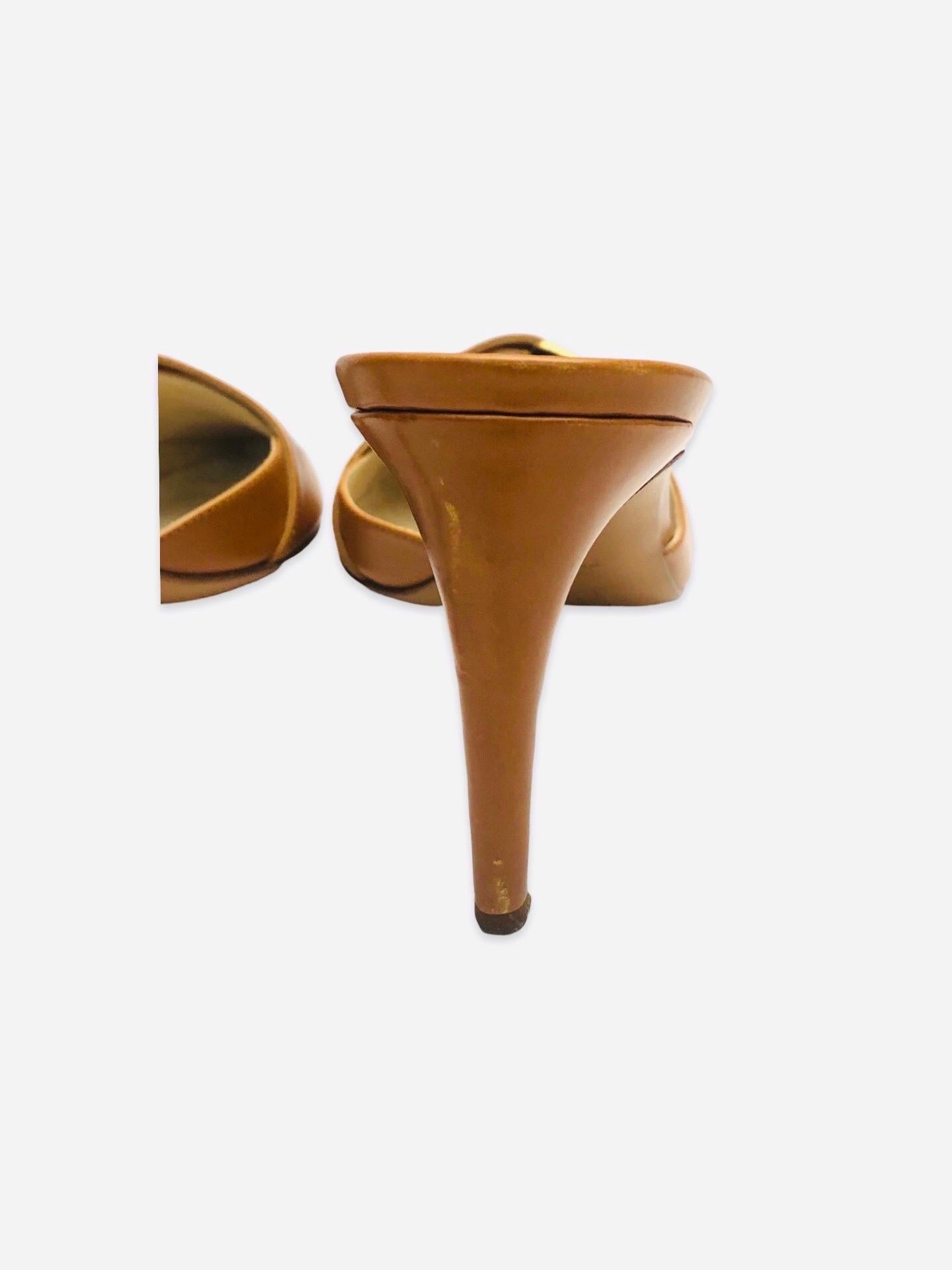 Women's or Men's Dior brown leather slip on pointed toe sandal heels