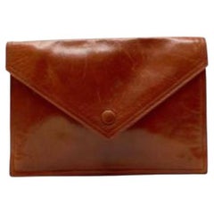Dior Brown Leather Vintage Distressed Envelope Pouch Bag