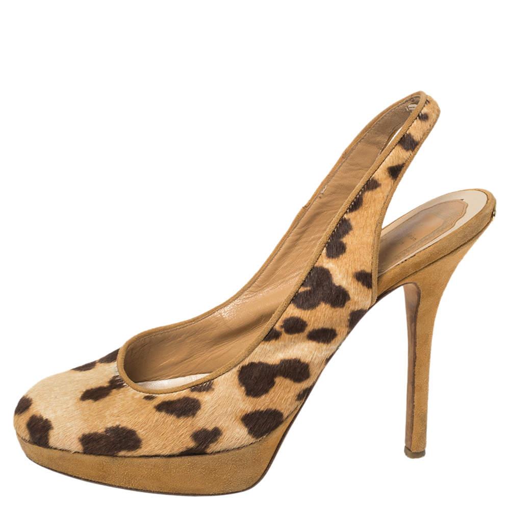 A shoe collection is incomplete without a pair of pumps that stands out. Were talking about designs like these Dior ones that come crafted from leopard printed pony hair. They feature covered toes  slingbacks  11 cm heels  and platforms to assist