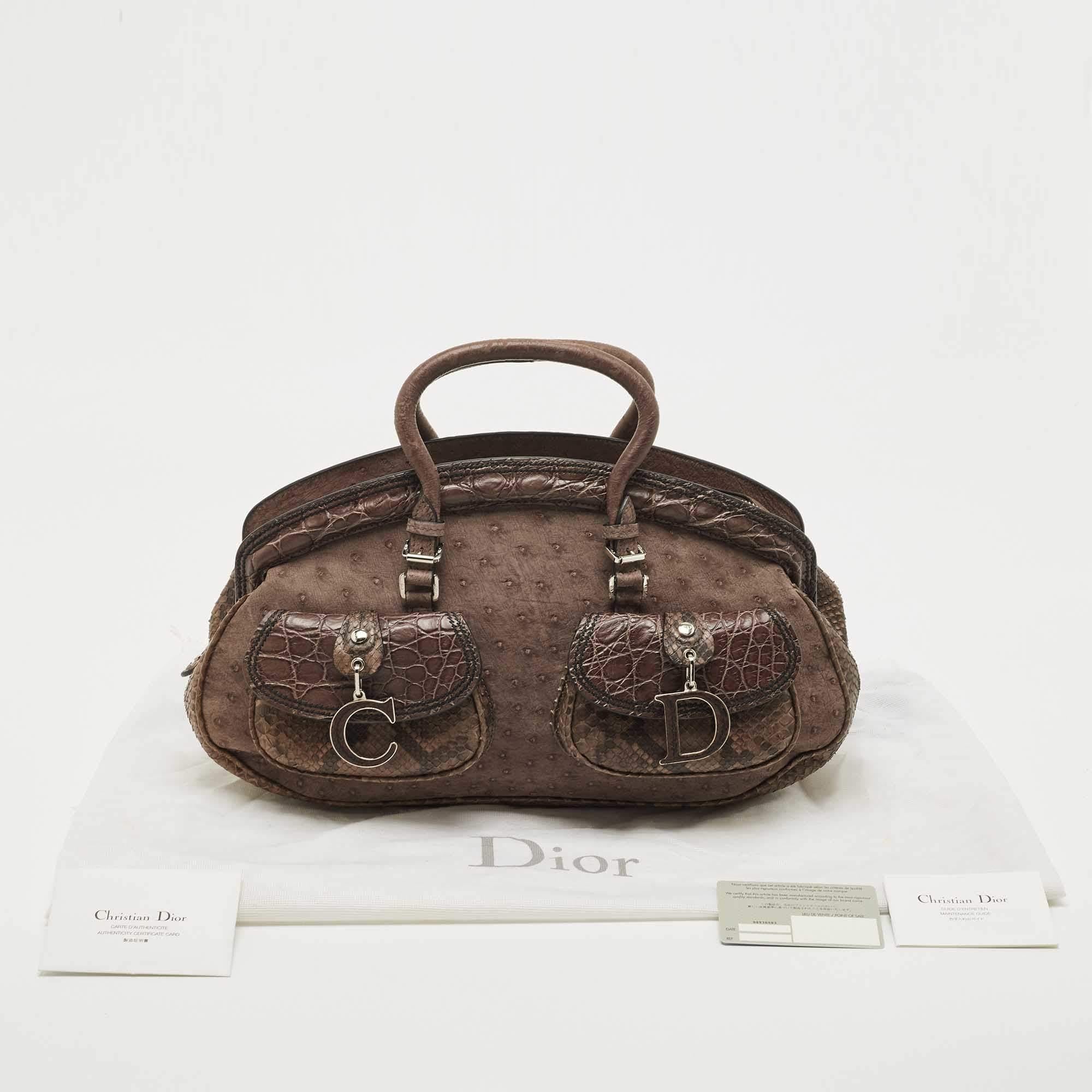 Dior Brown Mixed Exotic and Leather Limited Edition 0019 Detective Bag 1