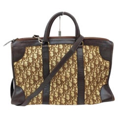 Vintage Dior Brown Monogram Trotter Suitcase Travel Bag with Strap 863408