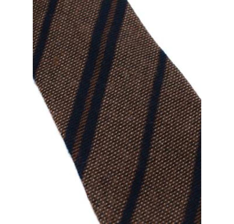 Dior Brown & Navy Diagonal Stripe Tie In Good Condition For Sale In London, GB