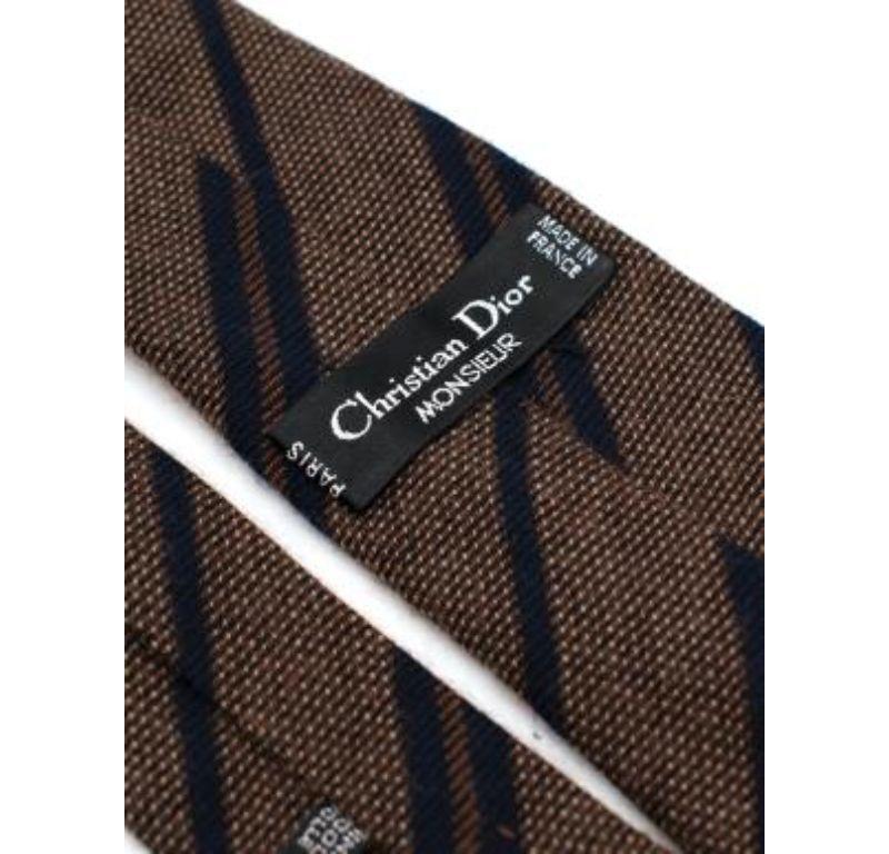 Dior Brown & Navy Diagonal Stripe Tie For Sale 2