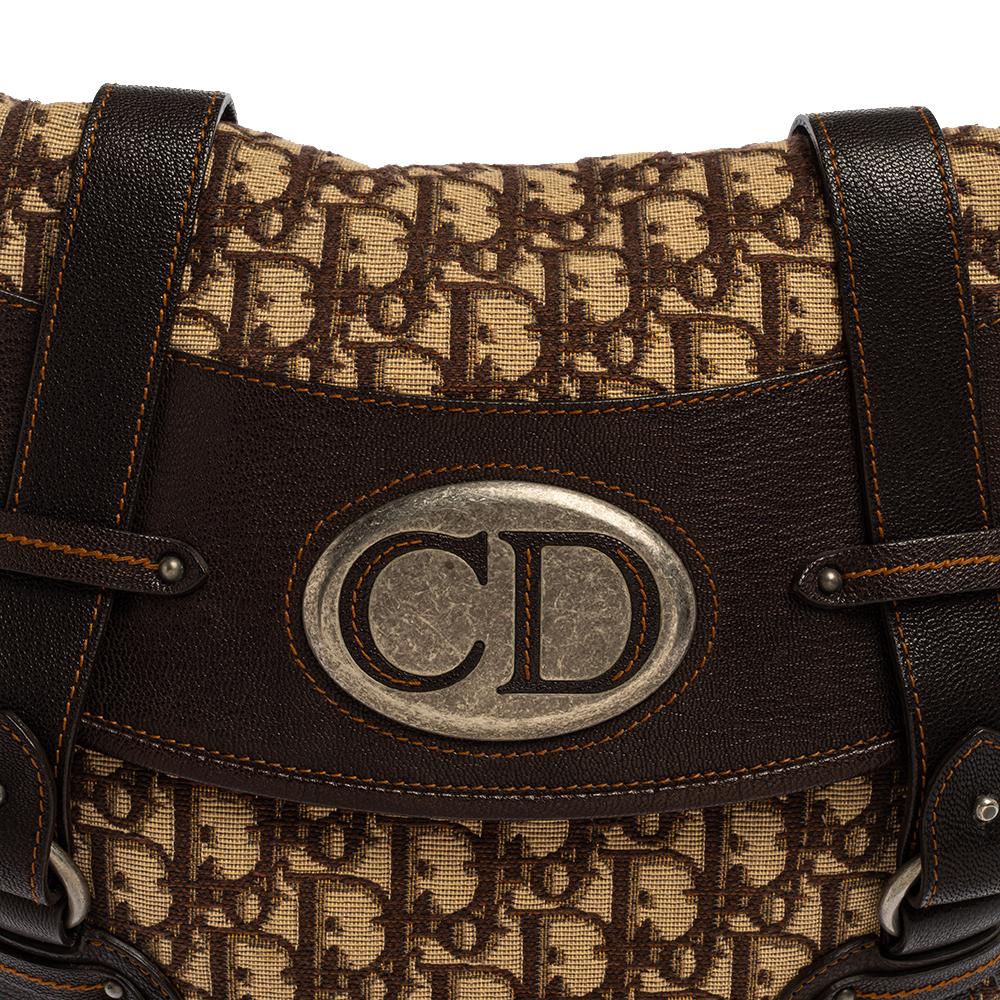 Dior Brown Oblique Canvas und Leder CD Logo Flap Hobo 5