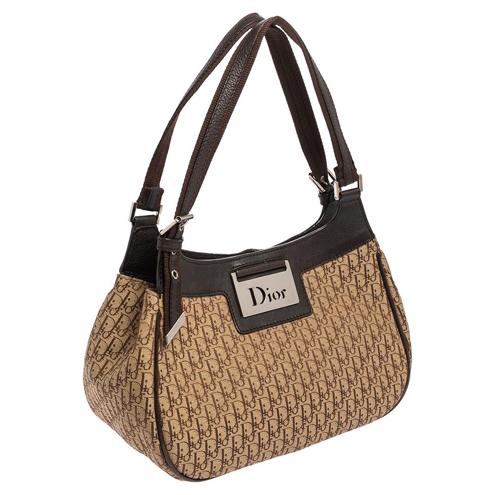 Dior Braun Oblique Canvas und Leder Umhängetasche Damen