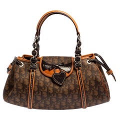 Dior Brown Oblique beschichtetem Segeltuch und Leder Romantique Herz Trotter Satchel