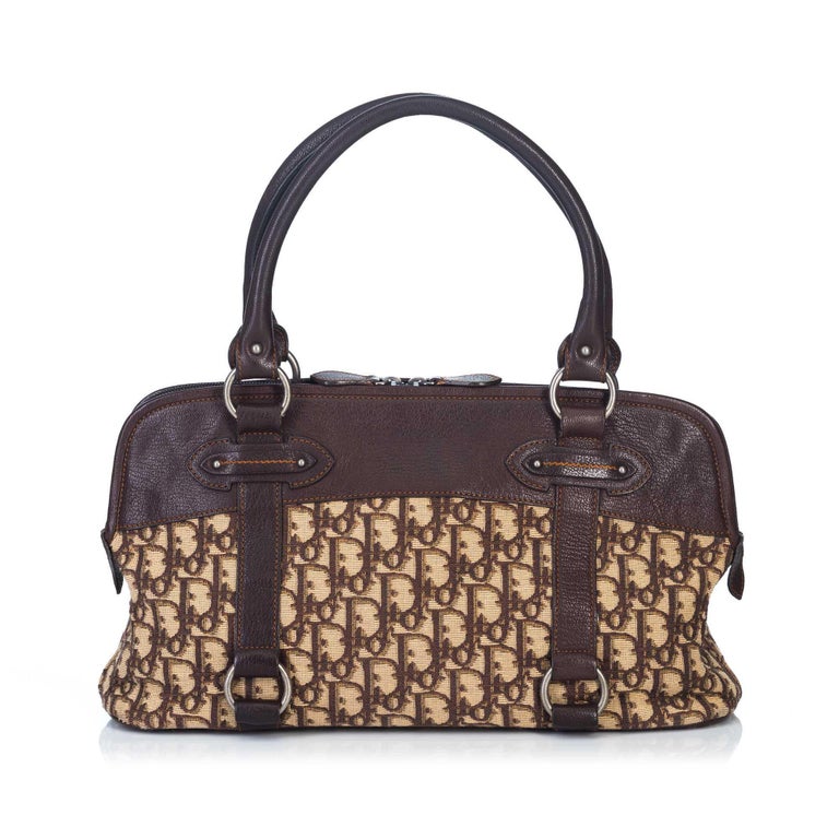 Dior Brown Oblique Jacquard Boston Bag For Sale at 1stDibs