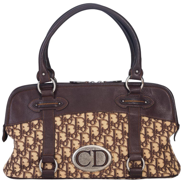 Dior Brown Oblique Jacquard Boston Bag For Sale at 1stDibs