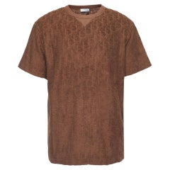 Antique Dior Brown Oblique Jacquard Terry Cotton Relaxed Fit T-Shirt L