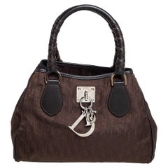 Dior Brown Oblique Nylon And Leather Shoulder Bag