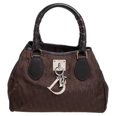 Dior Braune schräge Umhängetasche aus Nylon und Leder