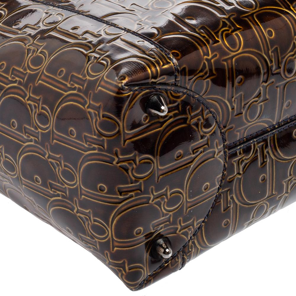 Dior Brown Oblique Patent Leather Malice Tote 6