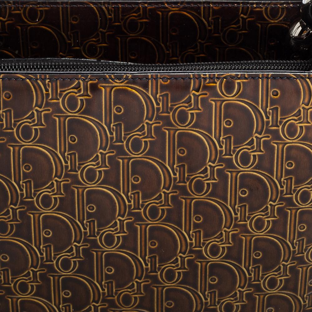 Dior Brown Oblique Patent Leather Malice Tote 1